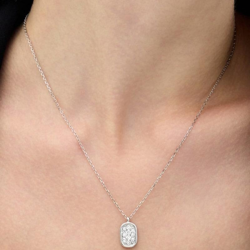 Hyeres-lor Essence Silver (W) Lab Diamond The Bloom Pave Necklace HL4N58431W9600