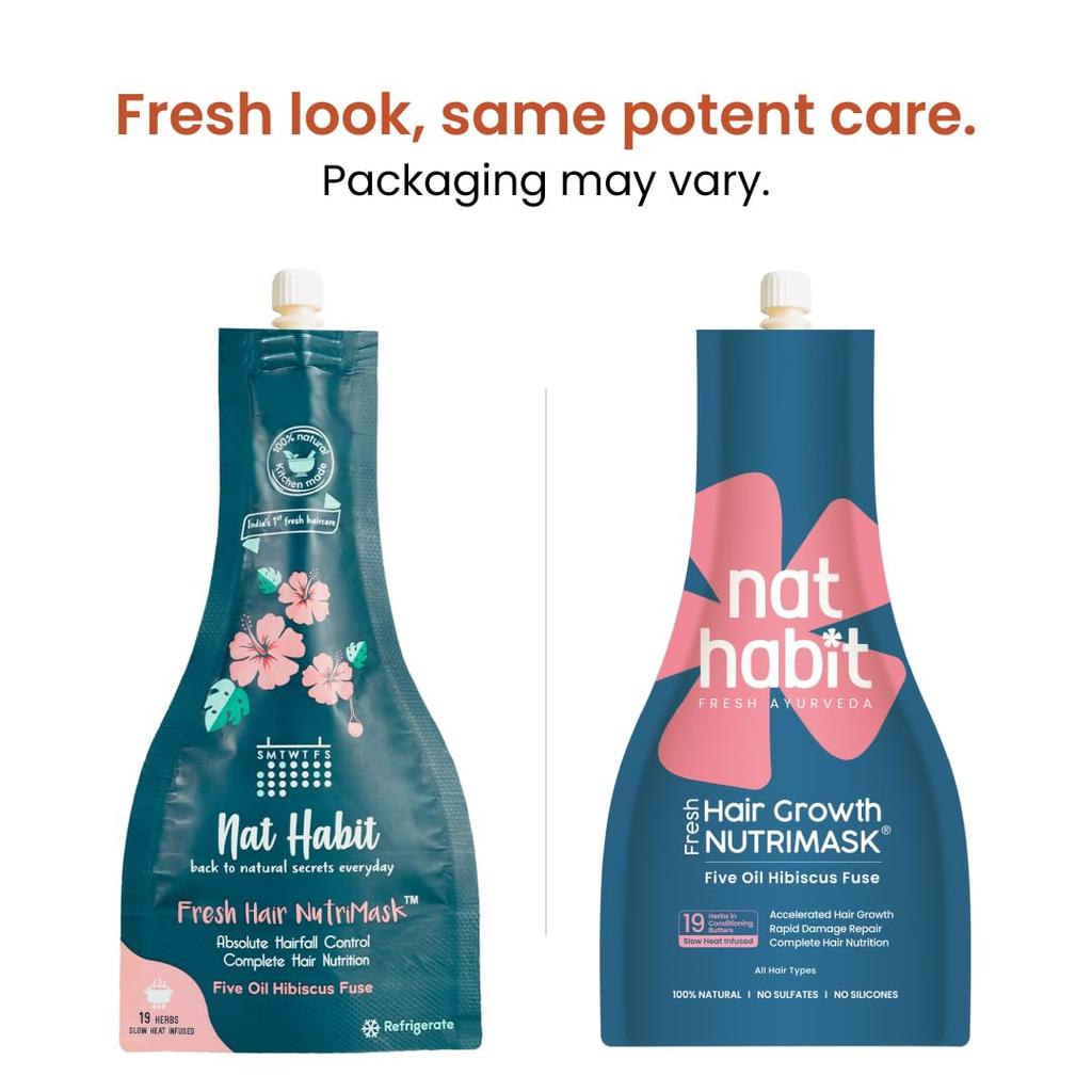 Nat Habit Fünf-Öl-Hibiskus-NutriMask Haarmaske Für Wachstum Pflege Glättung Stärkung Glanz Alle Haartypen 100g