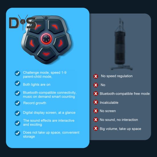 Music Boxing Machine Wall Mounted Smart Bluetooth-compatible Punching Target Pad Focus Agility Training Electronic LED Boxing Workout Equipment