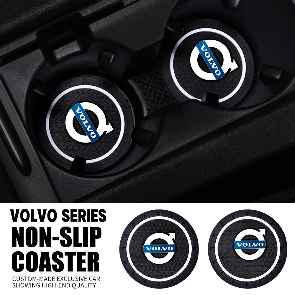 PVC Car Logo Car Coaster Water Cup Anti-Slip Silicone Pads Skull Badge Emblem Tools for Volvo XC40 XC60 XC70 XC90 C30 C70 S60