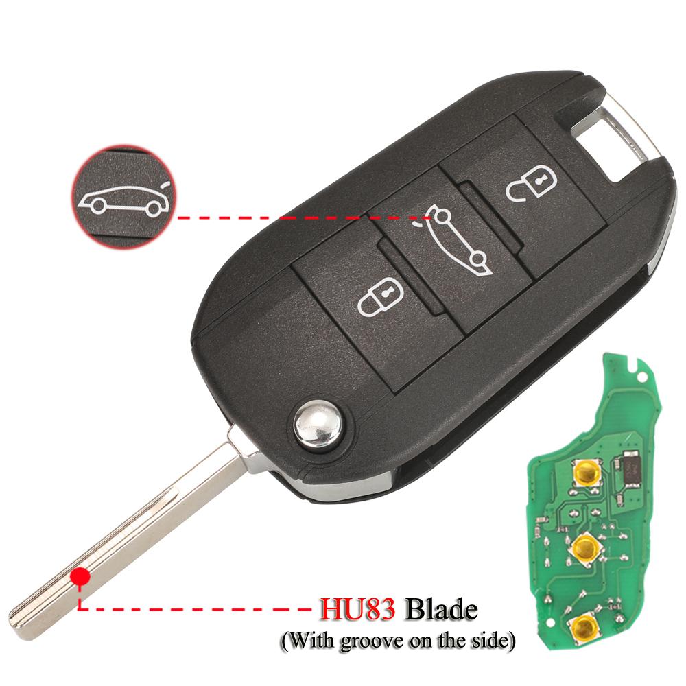 Jingyuqin Flip Remote Smart Car Key For Citroen C3 C4 Cactus Hella For Peugeot 208 301 508 5008 Expert 434MHZ ID46 PCF7941A Chip