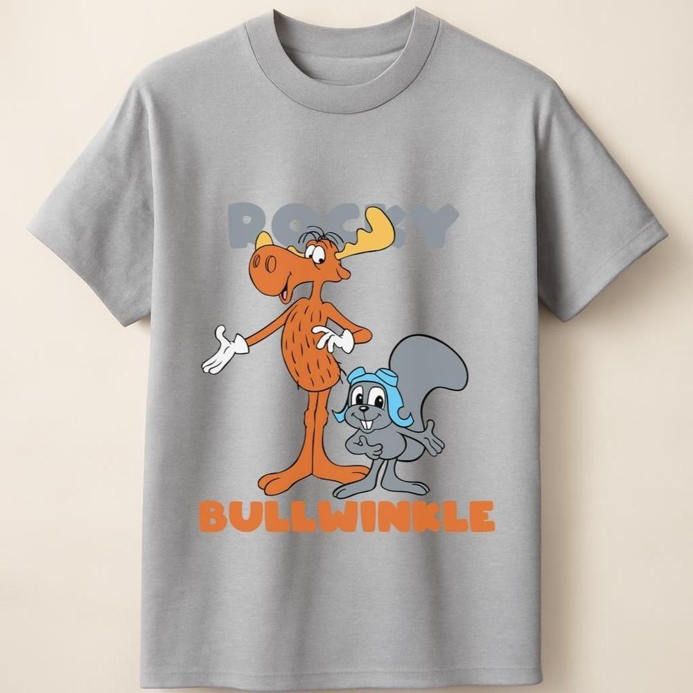 

Rocky and Bullwinkle Moose and Squirrel Retro Comedy Scene Unisex T Shirt Unisex T-Shirt XL