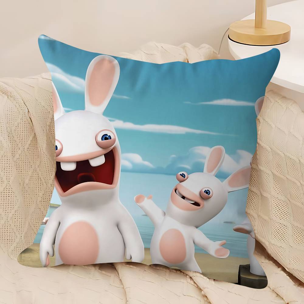 CUTE Cartoon I-Invasion Rabbids Pillow Case Removable Washable Cushion Cover – All-Season Soft Linen
