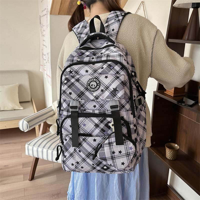 Women's Star Printed Backpack with Coin Purse