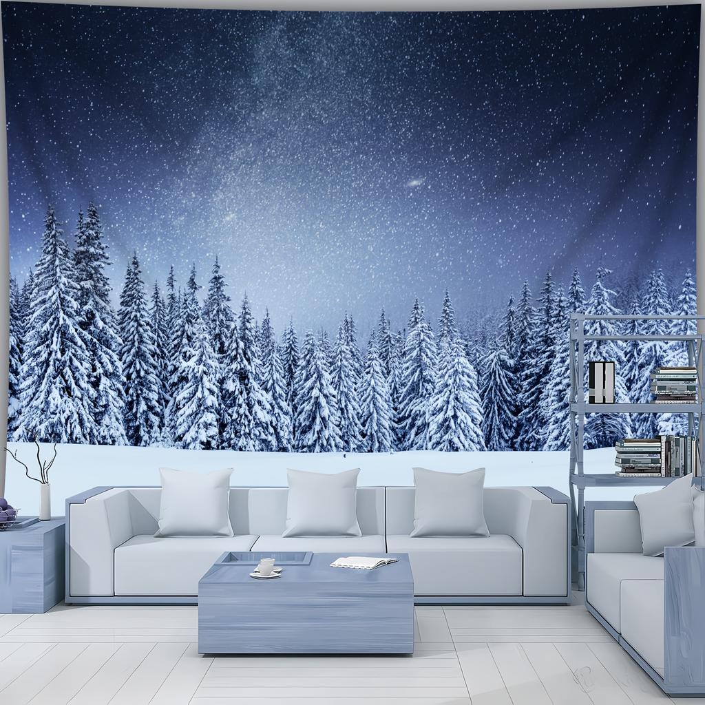 Winter Snowy Forest Wall Hanging Tapestry  Christmas Tree Wall Hanging Tree Wall Hanging Gorgeous Christmas Tree Fireplace Gifts