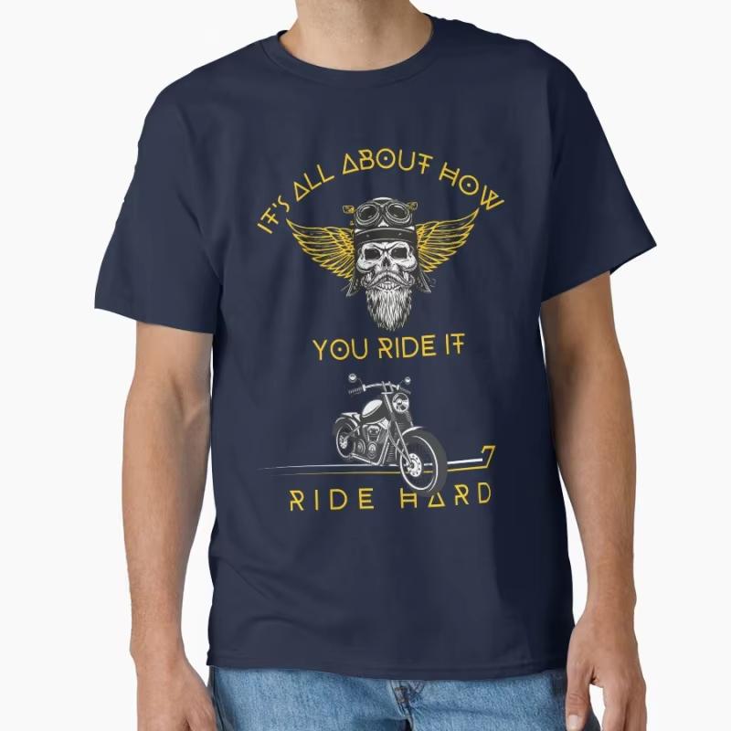 Vintage Ride Hard Its All about How You Ride It Funny Road Racer Gift T Shirt for Motocycle Lover Large Size Tops