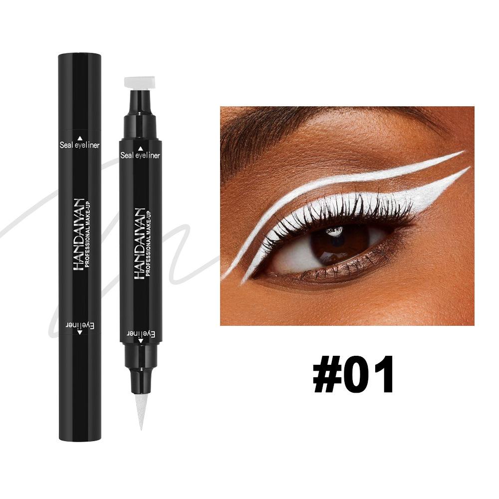 HANDAIYAN 2 In 1 Eyeliner Stamp Micro-Precision Triangle Tip Waterproof Carbon Black Formula