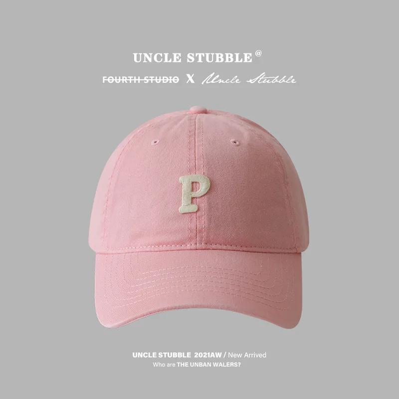 Letter P Embroidered hats Baseball Caps for Men and Woman's Adjustable Casual Cotton Sun Hats  Solid Color Visor Hats