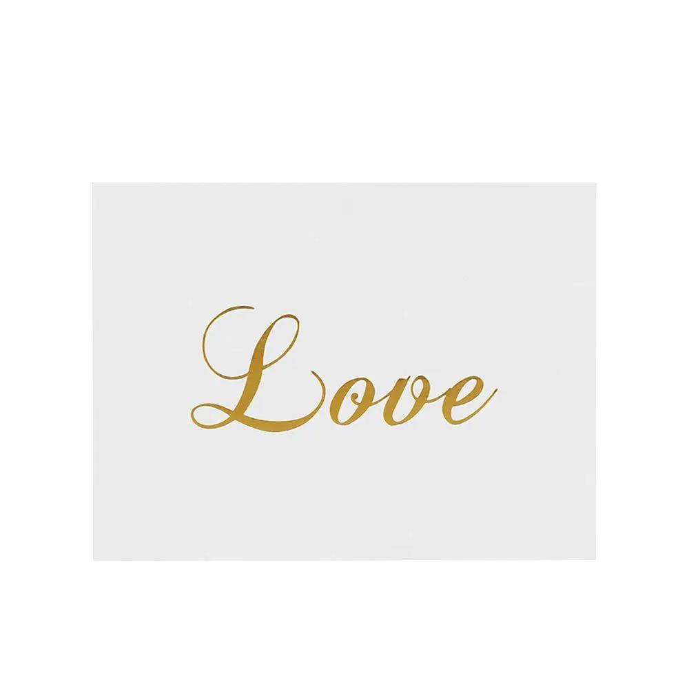 New High Quality 50PCS DIY Simple Design Wedding Party Handwriting Message Cards White Greeting Card Thank You Gold Stamping