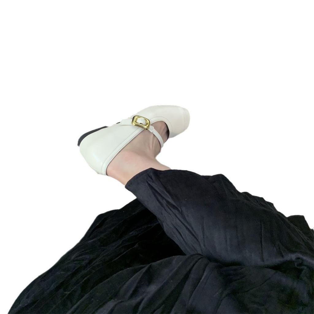 Small inner height increase silver Mary Jane shoes women's spring 2025 new French round head light mouth single shoes
