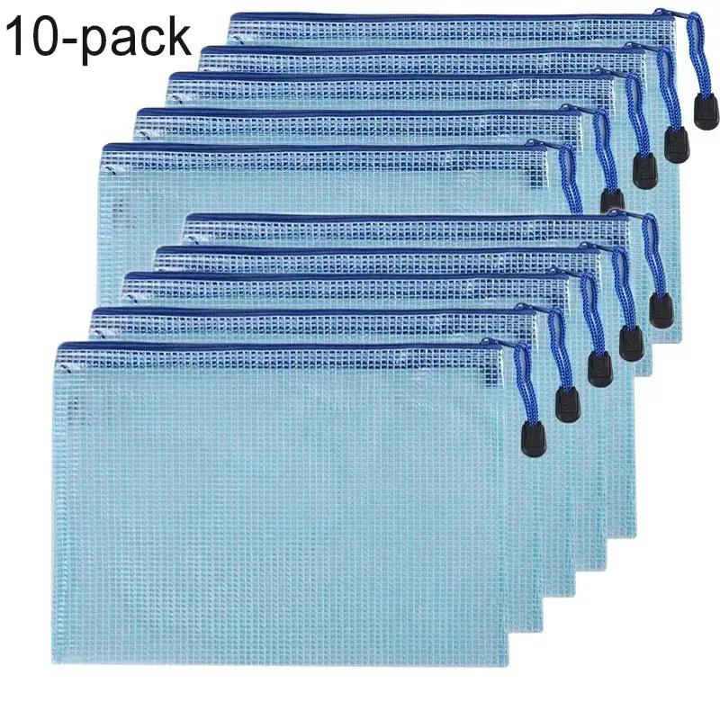 

10 шт., сумка для хранения канцелярских принадлежностей, сетчатая папка на молнии, карманная папка, школьные канцелярские принадлежности, канцелярские принадлежности J-60