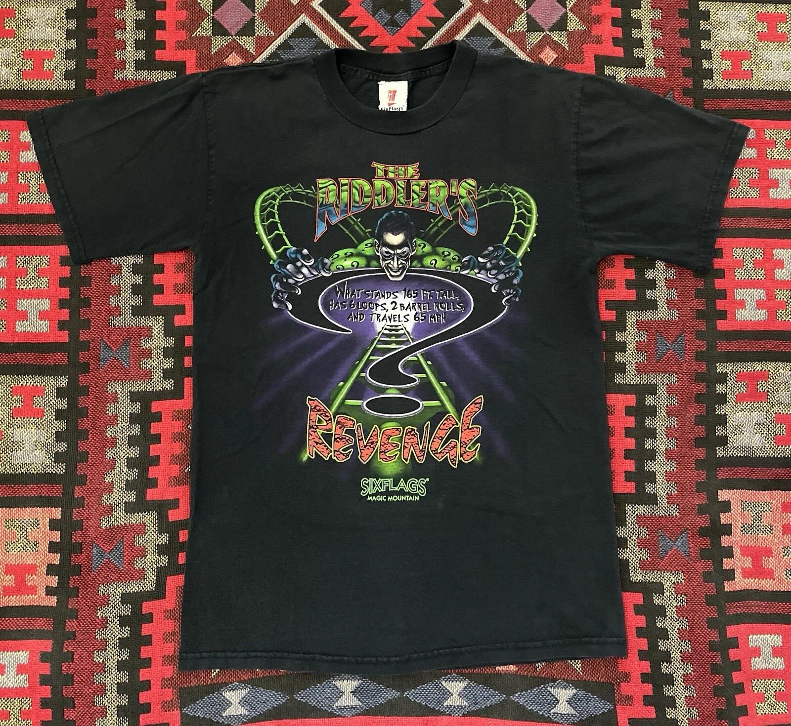 Vintage Riddler’s Revenge Shirt Six Flags Theme Park Coaster Batman Medium 90s S