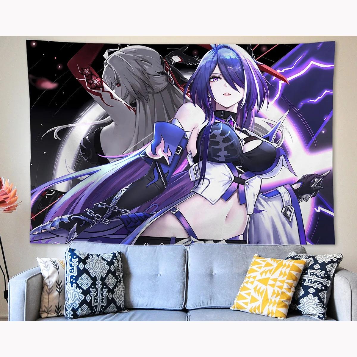 

Anime Tapestry Wall Hanging Honkai Star Rail Acheron Tapestry Wall Art Home Decorations Living Room Decor Bedroom Dorm Gift 74x94cm(29x37in)