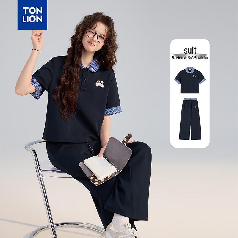 Женский летний комплект из топа с коротким рукавом и брюк TonLion M