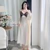 Sexy pajamas women's spring and autumn pure lace temptation loungewear with chest pad long suspender nightgown nightgown set summer