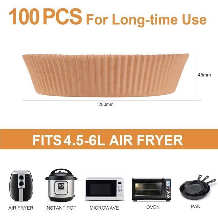 Bakplåtspapper för airfryer utan namn - 20 cm - 100 bitar - BPA-fritt - Brunt