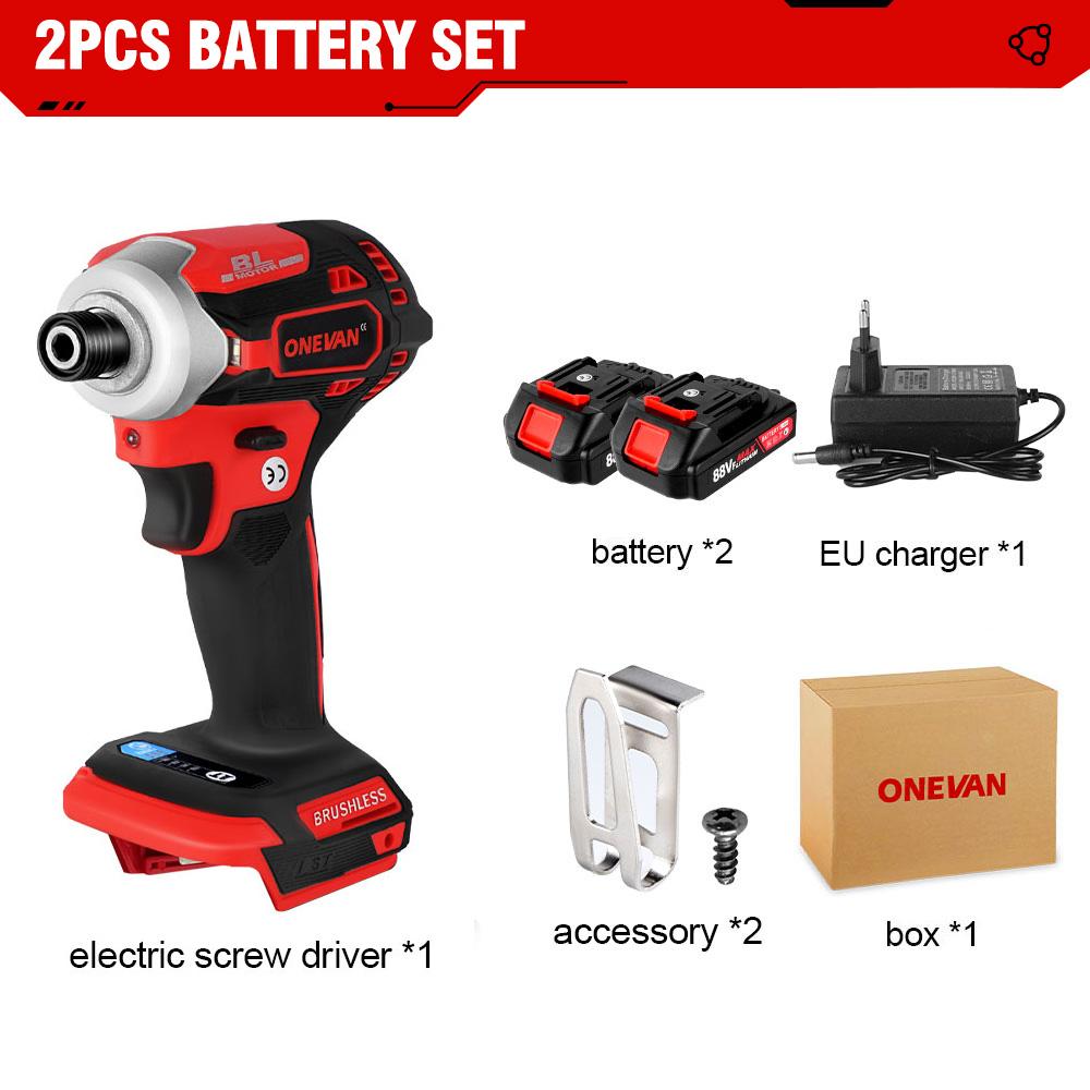 

ONEVAN 588N.M бесщеточная электрическая дрель аккумуляторная отвертка с 3 светодиодами 5 скоростей крутящий момент литий-ионный аккумулятор для инструментов 21 В 18 В Without Battery