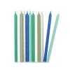 Bougies longues - Classiques - Bleu/Argenté - 12 cm - 12 pcs