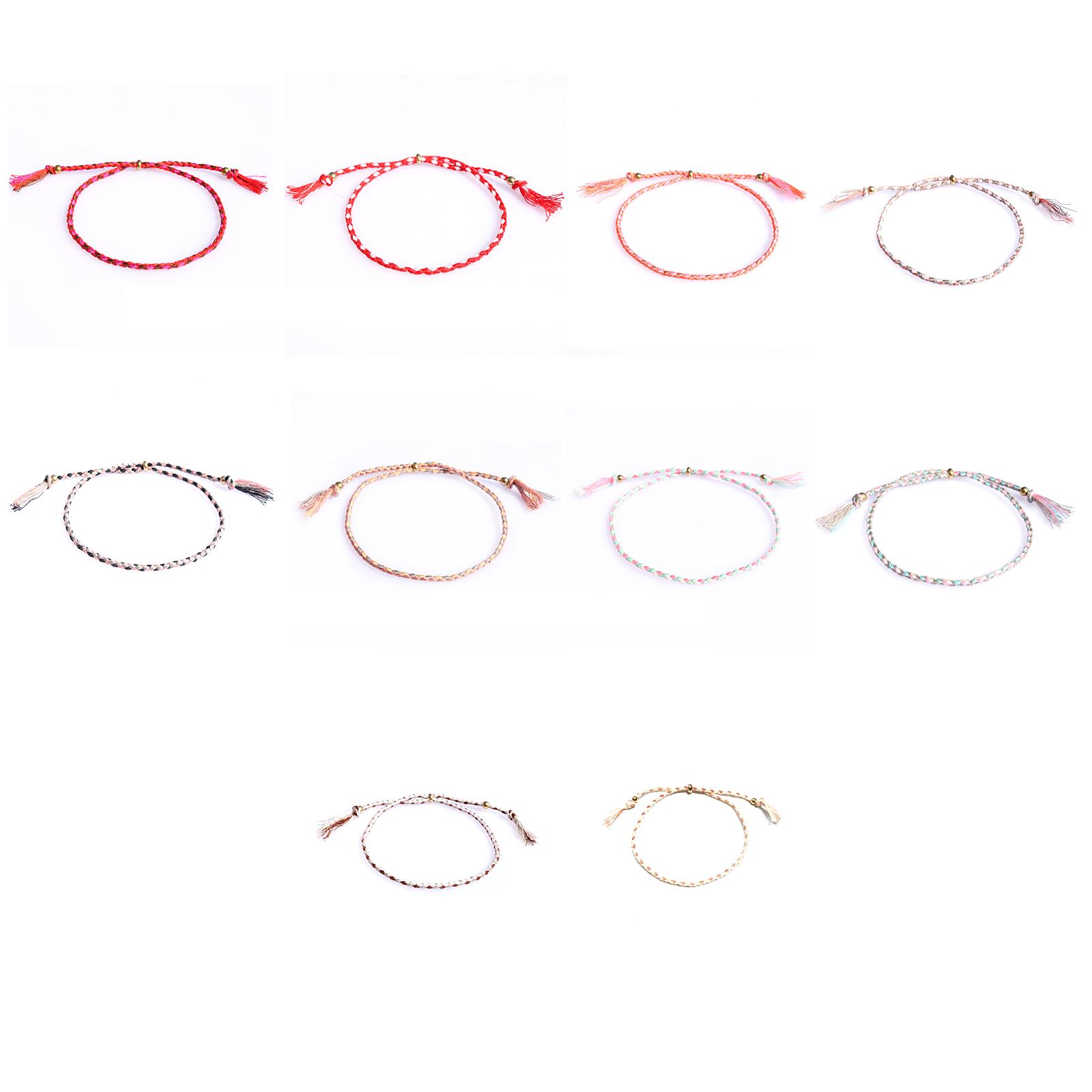 

Набор из 10 многоцветных плетеных браслетов дружбы ручной работы, регулируемые плетеные браслеты на ногу, красочные браслеты B