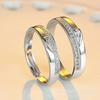 2PCS 925 Sterling Silver Ring Adjustable Open Couple Engagement Rings for Women Men Wedding Ring Party Fashion Jewelry Gift