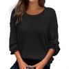 Plus Size Women's New Autumn Round Neck Solid Color Loose Long Sleeved Top