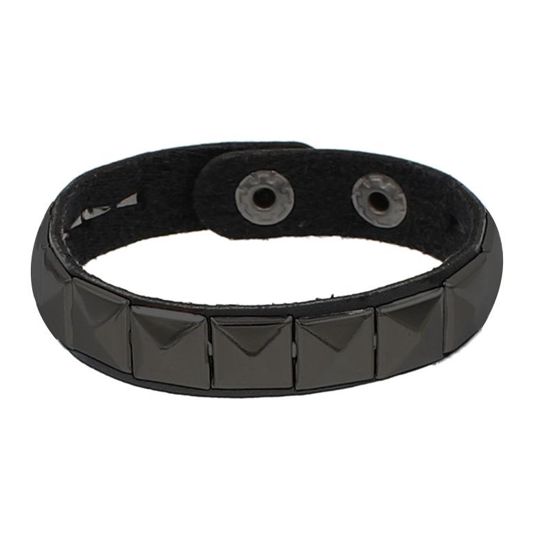 New Unique 3 Row Cuspidal Spikes Rivet Stud Wide Cuff Leather Punk Gothic Rock Unisex Bangle Bracelet Men Jewelry