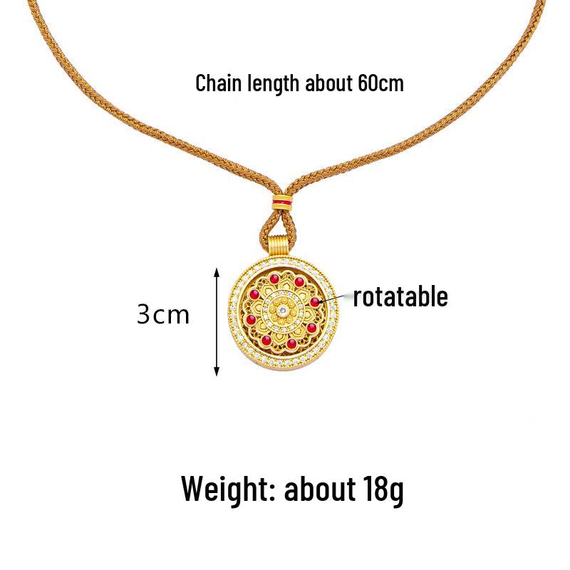 Vintage Vietnam Sand Gold Rotating Tag Pendant with Inlaid Diamond - Non-Fading Long-lasting Jewelry