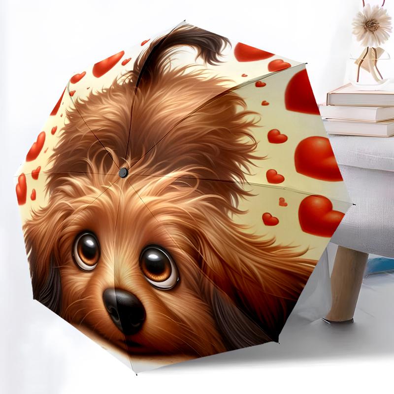 1pc Sturdy 8-Bone Auto Umbrella, Dog Umbrella, Digital Printed, Foldable Umbrella for On-the-Go Outdoor Use