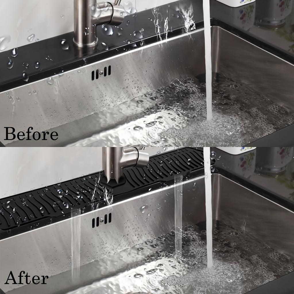 1/2pc-Silicone Faucet Water Catcher Mats,Kitchen Sink Spill-Proof Drying Pads,Anti-Slip Drain and Splash Guard Water Catcher Mat