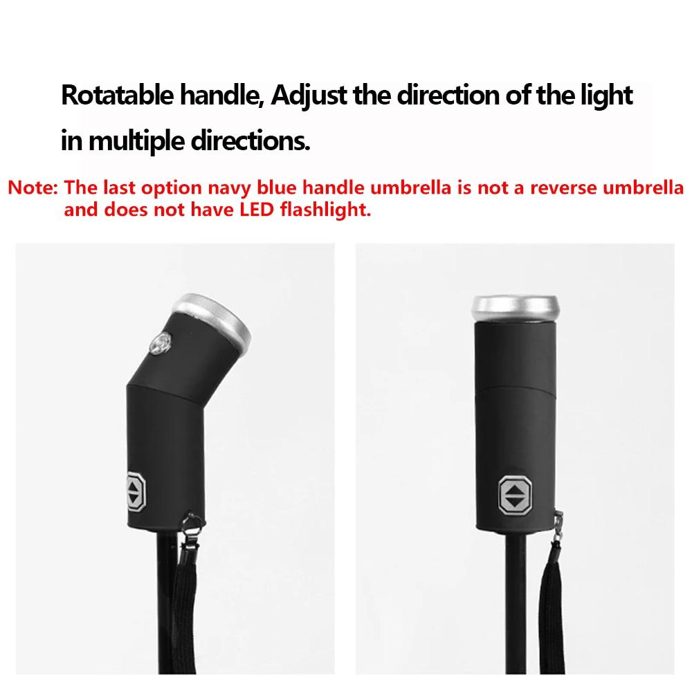 W pełni automatyczny składany parasol z latarką LED 10 żeber Wiatroszczelny pasek odblaskowy Parasole UV na słońce lub deszcz