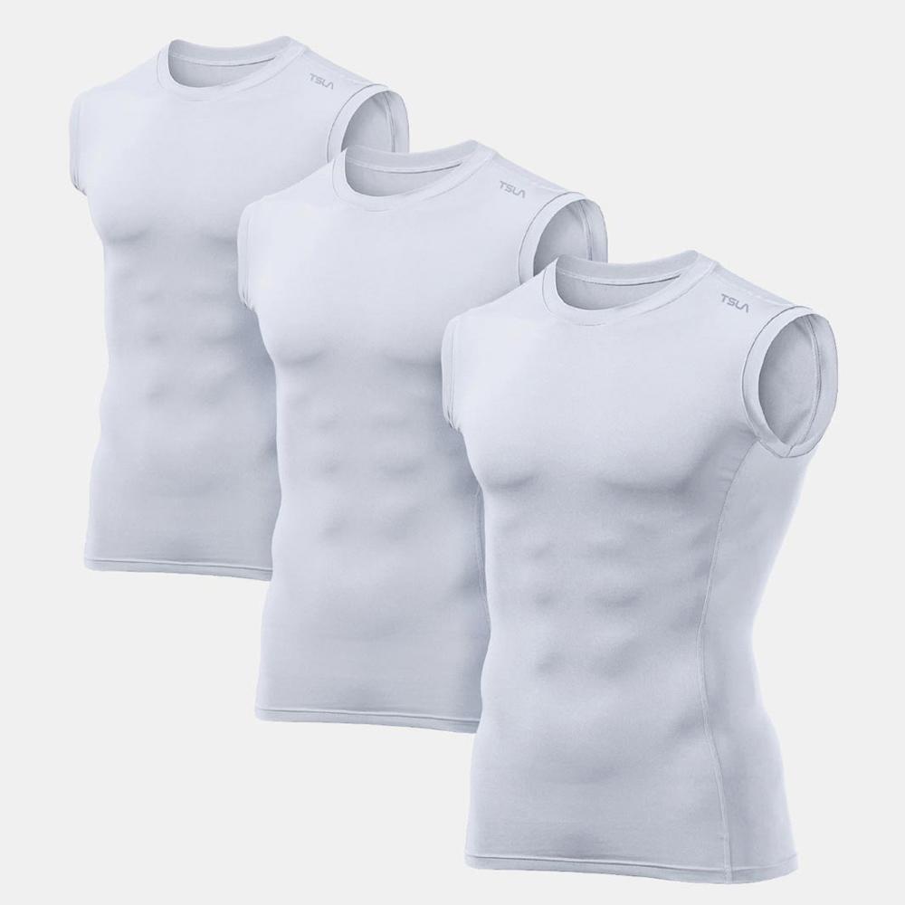 Teseulla [3Pack] Functional Compression Wear Sleeveless Muscle Fit Base Layer