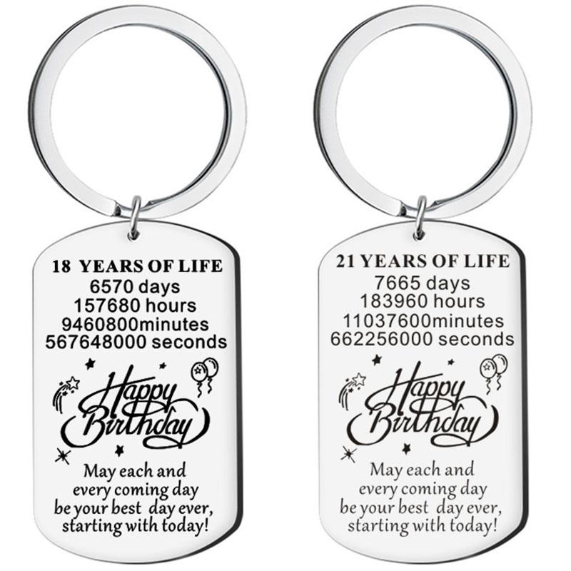 Happy Birthday 18 21 Stainless Steel Pendant May Each and Every Coming Day Be Your Best Day Ever Keychain Charming Jewelry