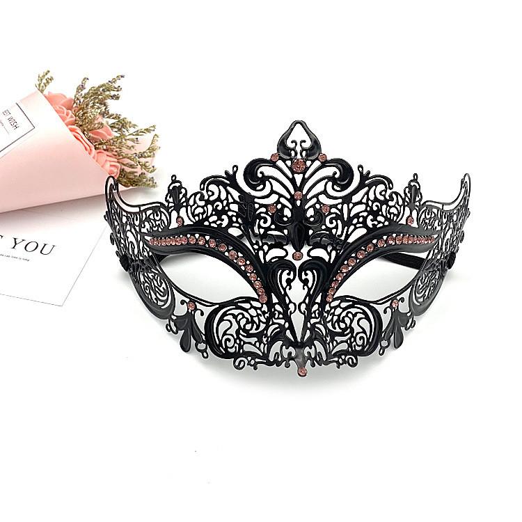 Costume Prop Mask With Metal Embellishments And Rhinestones For Halloween Party