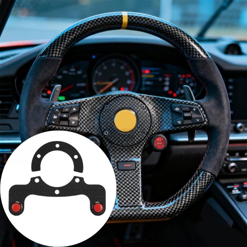High Strength Carbon Fiber Racing Steering Wheel Horn Cover 6 Hole Pattern Ergonomic Horn Button Assembly