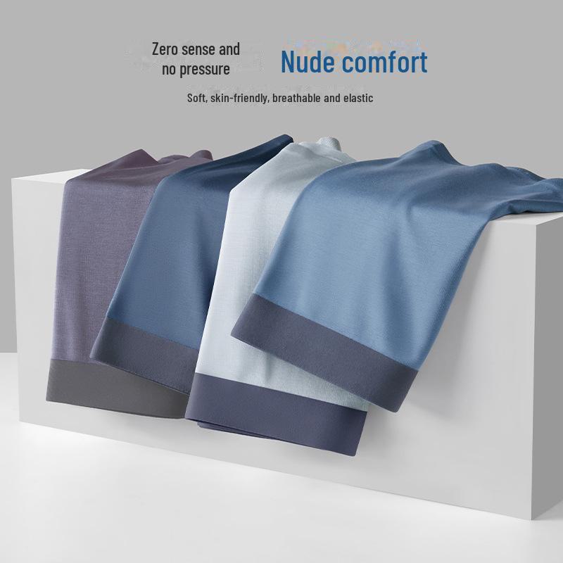 Men's Seamless Bamboo Fiber Boxers: Antibacterial, Breathable, Elastic, Large Size