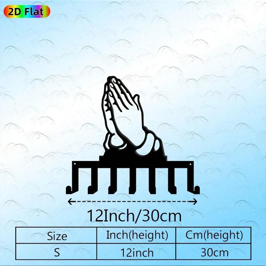 

Praying Hands Key Holder Wall Mount with 7 Hooks Durable Iron Entryway Storage Decor