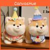 Birthday Cute Hat And Cartoon Pattern Knitted Scarf Shiba Inu Cartoon Plush Toy