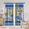 2pcs,2D Plane Printing Curtains Roller Blinds Blue Yellow Floral Stripes Polyester Easy Install (without Rod) Home Decor for