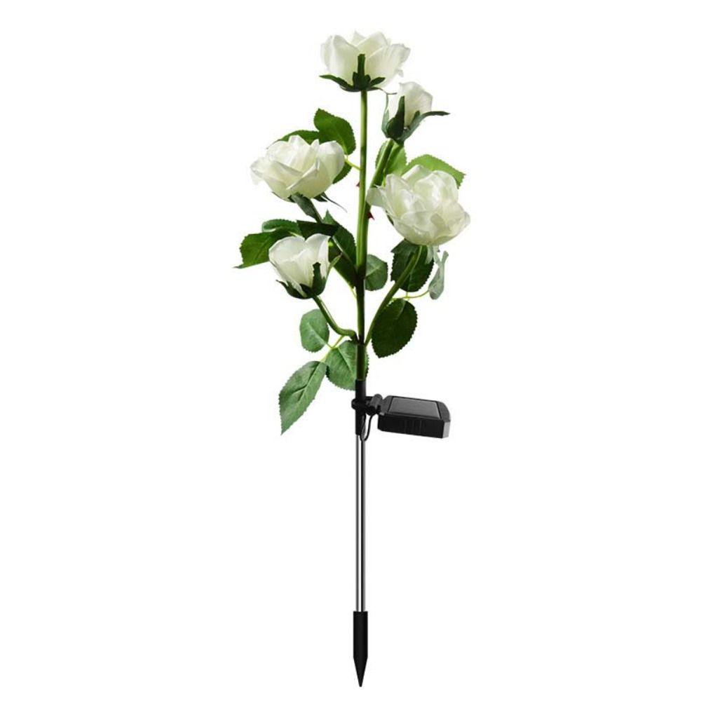 3 Heads Solar Artificial Flower Light Realistic Solar Powered Outdoor Solar Garden Light Automatic Light Sensor Ground Mounted