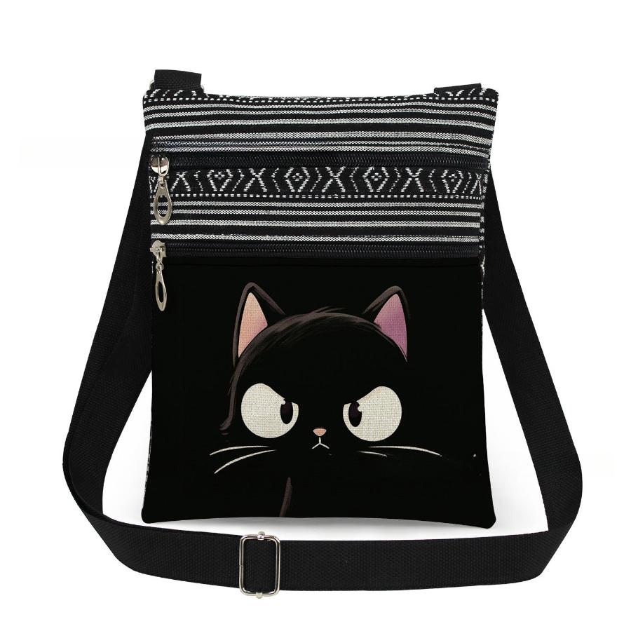 1PC Cat Print Tote Bags Women Shoulder Handbags Postman Package 6960