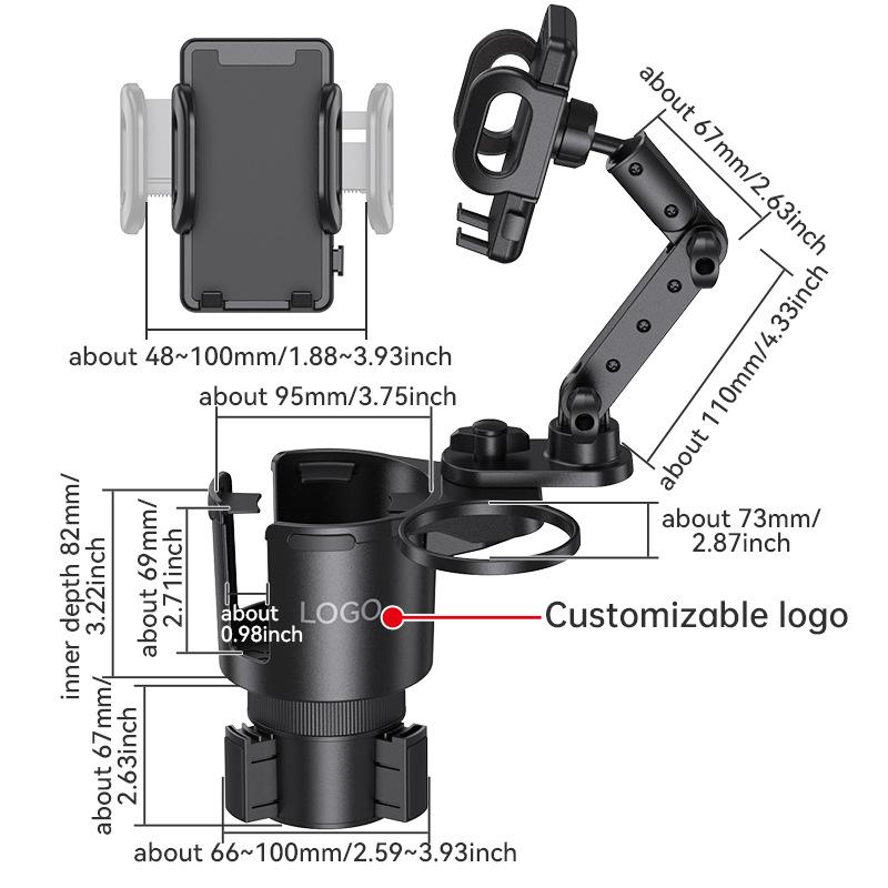 3in1 Car Cup Holder Extender With Phone Holder, Large-diameter Car Cup Holder, Multi-functional Beverage Rack, Storage Rack