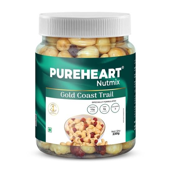 Pureheart Nutmix Gold Coast Trail, Premium Trail Mix with 40% Macadamia, Cashew, Almonds, Cranberry & Fig, High Protein, Healthy Snack (230 gm) 230GM