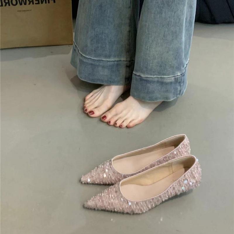 2025 spring and autumn new French temperament fairy high heels female small fragrant style with skirt thin heel evening shoes