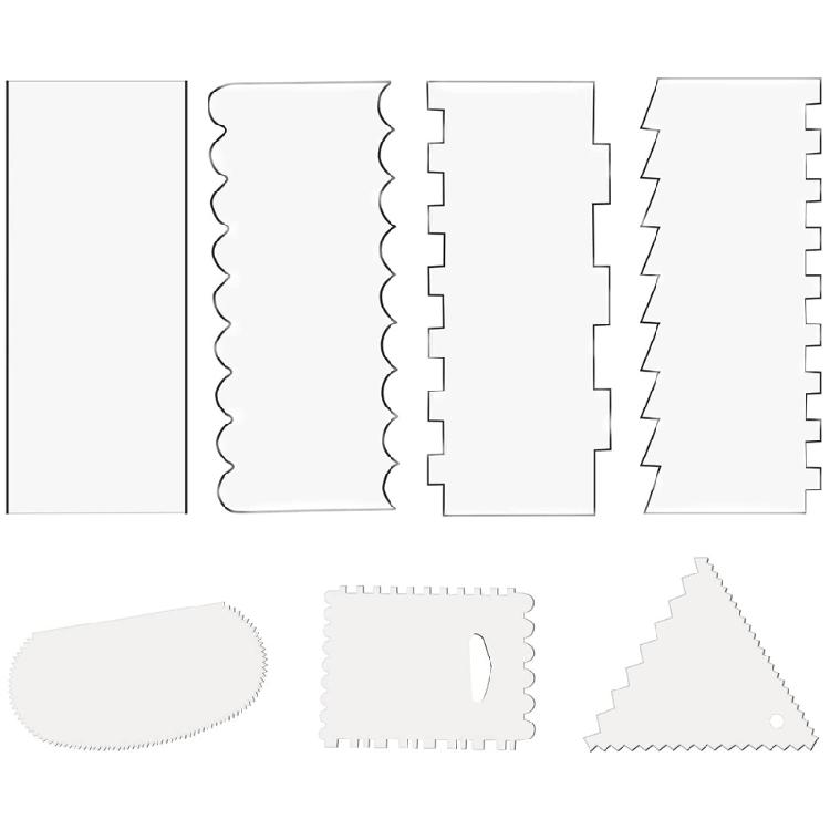 

7 Pieces Acrylic Cake Smoother Scraper for Buttercream Frosting Smoother Scraper 1
