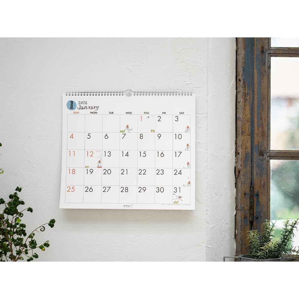 Midori 2026 Wall Old Man 31375006 Calendar, Large, Pattern,