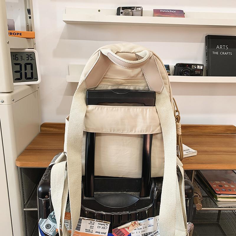 Školní batoh ve stylu college Dámský jednobarevný velkokapacitní batoh na dojíždění Pánský lehký batoh