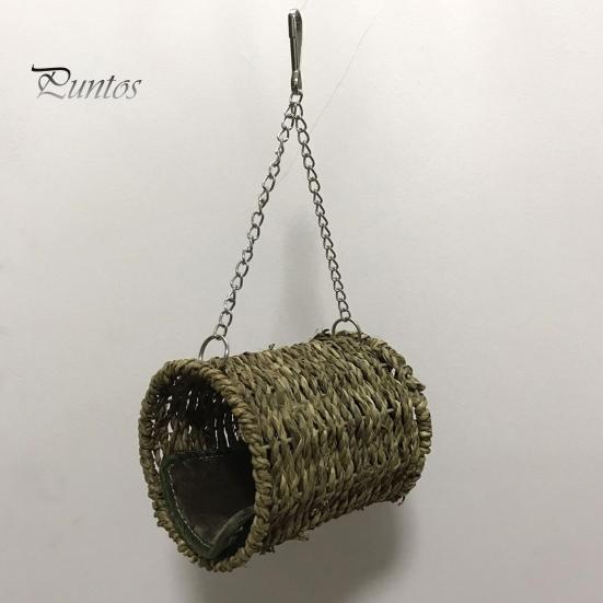 Sleepingnest Winter Warm Natural Grass Tunnel Hammock Bed with Mat for Sleeping Bird Tunnelcage