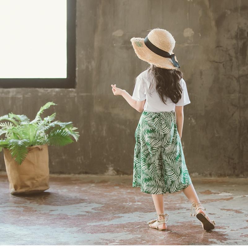Girls' Suits Summer Clothes Korean Fashion Big Girls  Children's Wide-leg Pants  Two-piece Trendy Children's Clothing