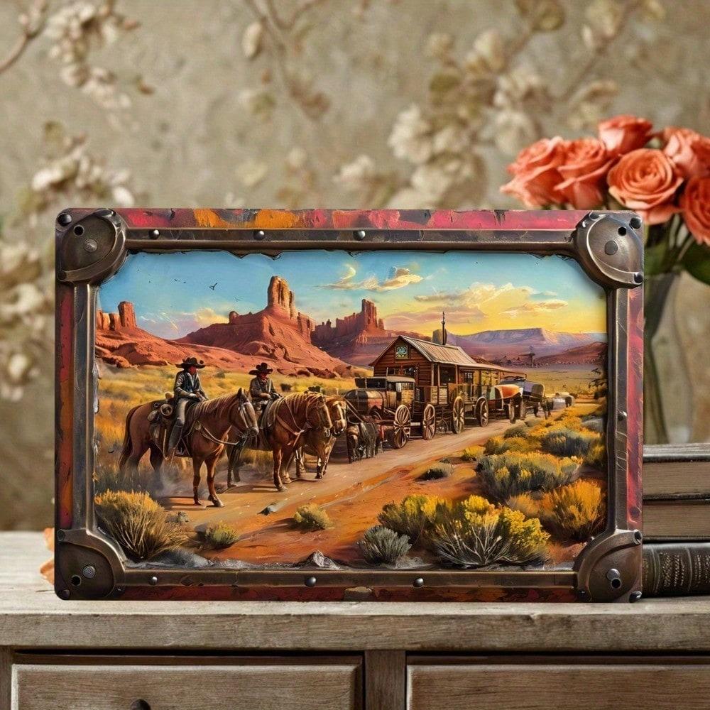 Vintage Cowboy Metal Sign 3D Busy Cowboy Retro Wall Decor Iron Crafted for Bar Cafe Man Cave Office