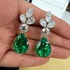 Huitan Piękne kolczyki ślubne na ślub Białe/zielone cyrkonie Eleganckie kolczyki wiszące dla kobiet Prezent na przyjęcie Biżuteria modowa